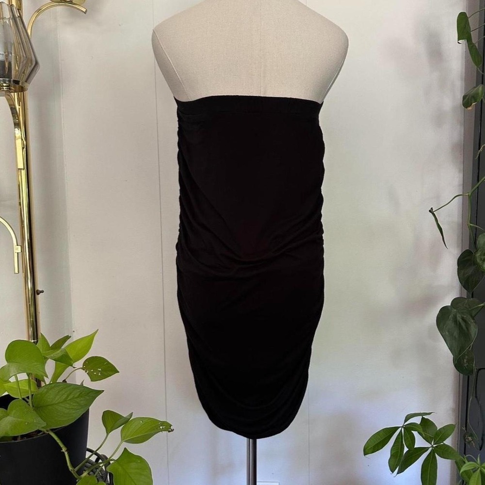 LA Relaxed Womens Black Ruched Bodycon Tube Top Mini Dress Made in USA Medium